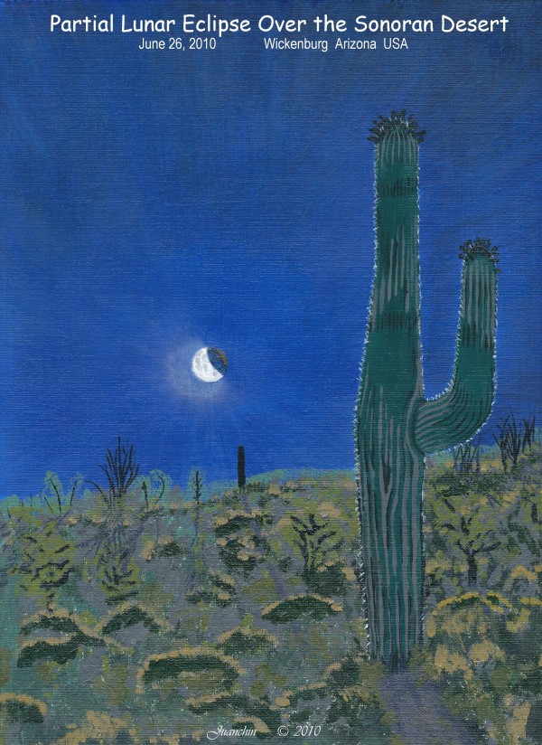 Partial Lunar Eclipse Over the Sonoran Desert