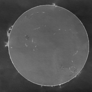 H-Alpha Sun - January 23, 2013 - Inverted