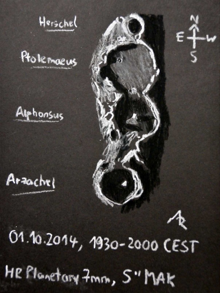 Lunar craters Ptolemaeus, Alphonsus and Arzachel -October 1, 2014